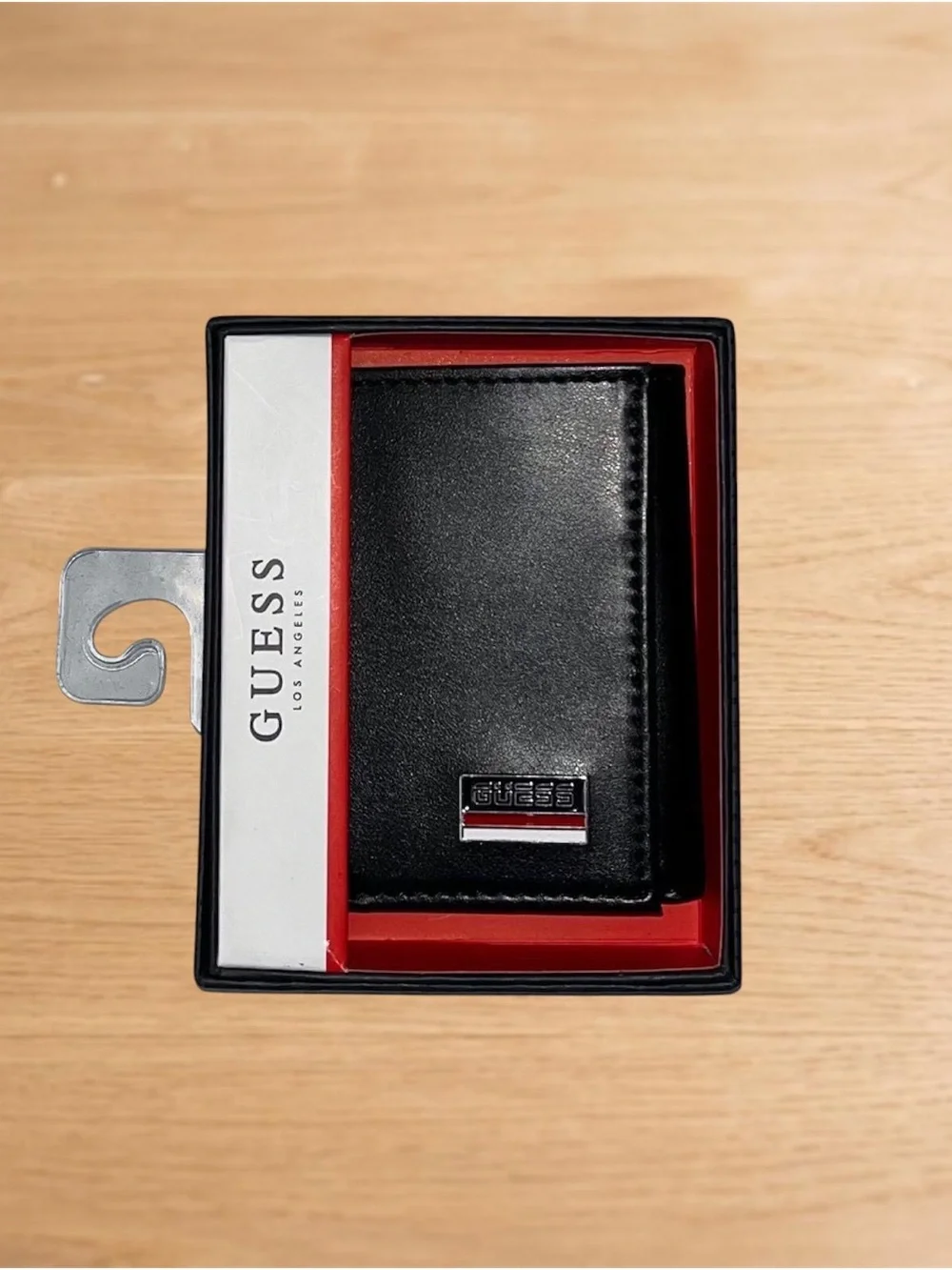 GUESS Men's Wallet with Red-White Logo Accent